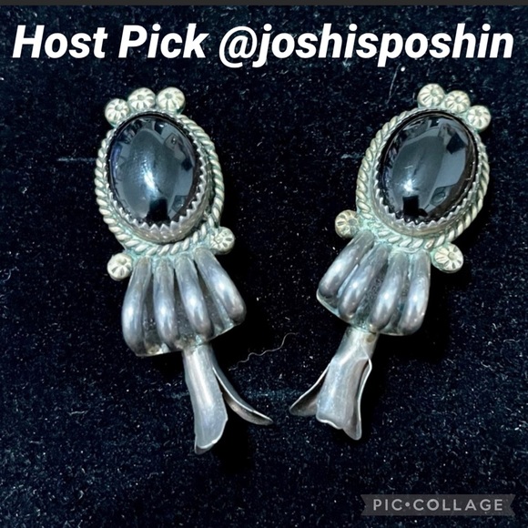 JWK Sterling Silver and Onyx earrings - Picture 2 of 6